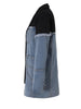 Women's Blue Denim Blazer with Notched Lapels and Long Sleeves