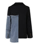 Women's Blue Denim Blazer with Notched Lapels and Long Sleeves