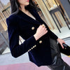 Women's Slim-Fit Velvet Blazer with a Double-Breasted Front and Three Color Options