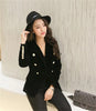 Women's Slim-Fit Velvet Blazer with a Double-Breasted Front and Three Color Options