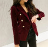 Women's Slim-Fit Velvet Blazer with a Double-Breasted Front and Three Color Options