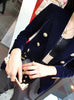 Women's Slim-Fit Velvet Blazer with a Double-Breasted Front and Three Color Options