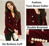 Women's Slim-Fit Velvet Blazer with a Double-Breasted Front and Three Color Options
