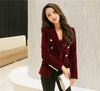 Women's Slim-Fit Velvet Blazer with a Double-Breasted Front and Three Color Options