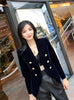Women's Slim-Fit Velvet Blazer with a Double-Breasted Front and Three Color Options