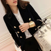 Women's Slim-Fit Velvet Blazer with a Double-Breasted Front and Three Color Options
