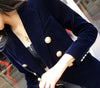Women's Slim-Fit Velvet Blazer with a Double-Breasted Front and Three Color Options