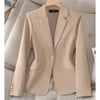 Women's Tailored Blazer Jacket with a Single-Button Front in Black Khaki or Off-White