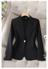 Women's Tailored Blazer Jacket with a Single-Button Front in Black Khaki or Off-White