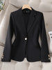 Women's Tailored Blazer Jacket with a Single-Button Front in Black Khaki or Off-White