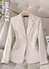 Women's Tailored Blazer Jacket with a Single-Button Front in Black Khaki or Off-White