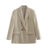 Women's Vintage-Inspired Double-Breasted Blazer with Pockets and Long Sleeves