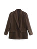Women's Vintage-Inspired Double-Breasted Blazer with Pockets and Long Sleeves