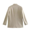 Women's Vintage-Inspired Double-Breasted Blazer with Pockets and Long Sleeves