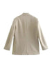 Women's Vintage-Inspired Double-Breasted Blazer with Pockets and Long Sleeves