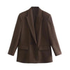Women's Vintage-Inspired Double-Breasted Blazer with Pockets and Long Sleeves