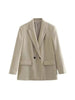 Women's Vintage-Inspired Double-Breasted Blazer with Pockets and Long Sleeves