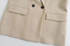 Women's Vintage-Inspired Double-Breasted Blazer with Pockets and Long Sleeves