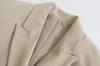 Women's Vintage-Inspired Double-Breasted Blazer with Pockets and Long Sleeves