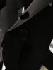Women's Black Hollow-Out Blazer with Notched Lapels and Long Sleeves
