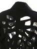 Women's Black Hollow-Out Blazer with Notched Lapels and Long Sleeves