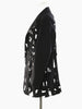 Women's Black Hollow-Out Blazer with Notched Lapels and Long Sleeves