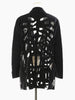 Women's Black Hollow-Out Blazer with Notched Lapels and Long Sleeves