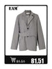 Women's Black Hollow-Out Blazer with Notched Lapels and Long Sleeves