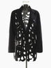 Women's Black Hollow-Out Blazer with Notched Lapels and Long Sleeves