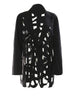 Women's Black Hollow-Out Blazer with Notched Lapels and Long Sleeves