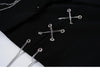 Women's Punk Cropped Blazer with Metal Chains and Patchwork Detail