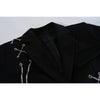 Women's Punk Cropped Blazer with Metal Chains and Patchwork Detail