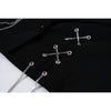 Women's Punk Cropped Blazer with Metal Chains and Patchwork Detail