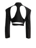 Women's Black Open-Back Blazer with Lapels and Long Sleeves
