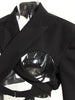 Women's Black Open-Back Blazer with Lapels and Long Sleeves