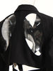 Women's Black Open-Back Blazer with Lapels and Long Sleeves