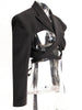 Women's Black Open-Back Blazer with Lapels and Long Sleeves
