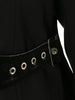 Women's Black PU-Leather Blazer with Notched Lapels and a Loose Fit