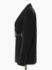Women's Black PU-Leather Blazer with Notched Lapels and a Loose Fit