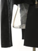 Women's Black PU-Leather Blazer with Notched Lapels and a Loose Fit