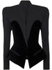 Women's Slim-Fit Velvet Blazer with Shaped Front Seams