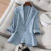 Women's Loose-Fit Blazer Jacket in White Blue Apricot or Black