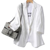 Women's Loose-Fit Blazer Jacket in White Blue Apricot or Black