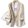 Women's Loose-Fit Blazer Jacket in White Blue Apricot or Black