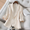 Women's Loose-Fit Blazer Jacket in White Blue Apricot or Black