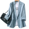 Women's Loose-Fit Blazer Jacket in White Blue Apricot or Black