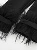 Women's Black Blazer with Feather Trim and Notched Lapels