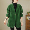 Women's Oversized Corduroy Blazer with Long Sleeves for Fall and Spring