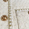Women's Off-White Tweed Blazer with a Round Neck and Gold Buttons