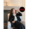 Women's Black Tweed Cropped Blazer with a Single-Breasted Front